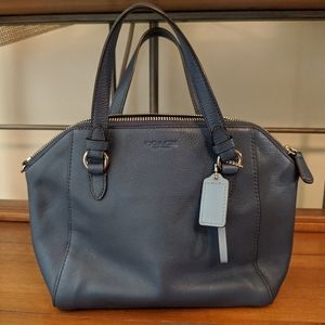 Coach New York Blue Leather Purse Handbag 12"
